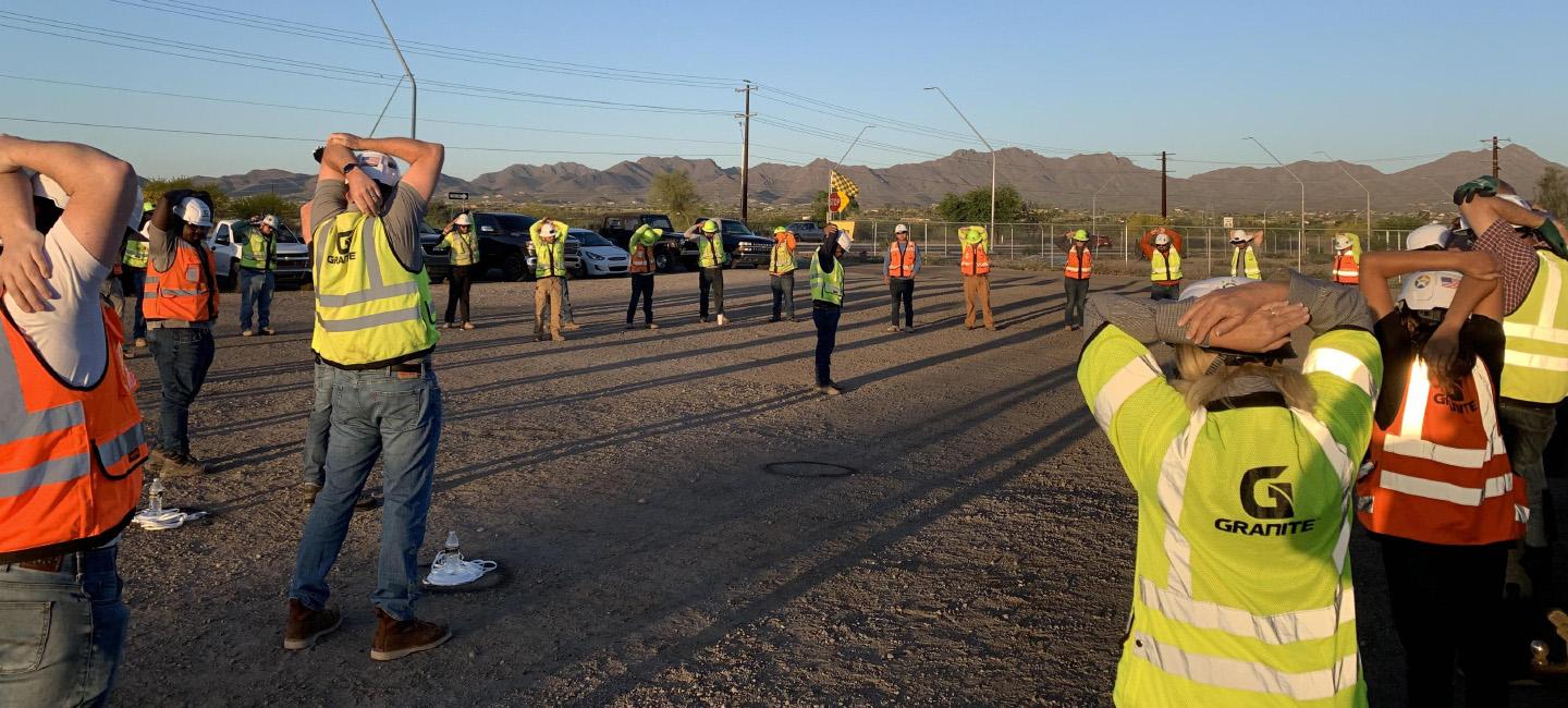 Employees stretching